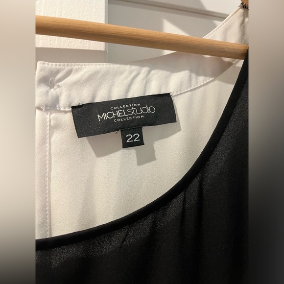 Michael Studio Collection Colorblock Asymmetrical Blouse - Picture 7 of 7